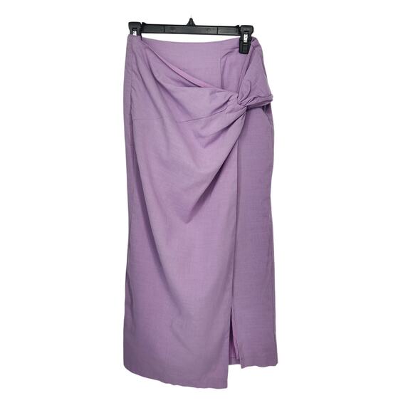 NWT Showpo. Gibson Lilac Cotton Linen Knot Front Midi Skirt Women's 8 - Picture 2 of 8